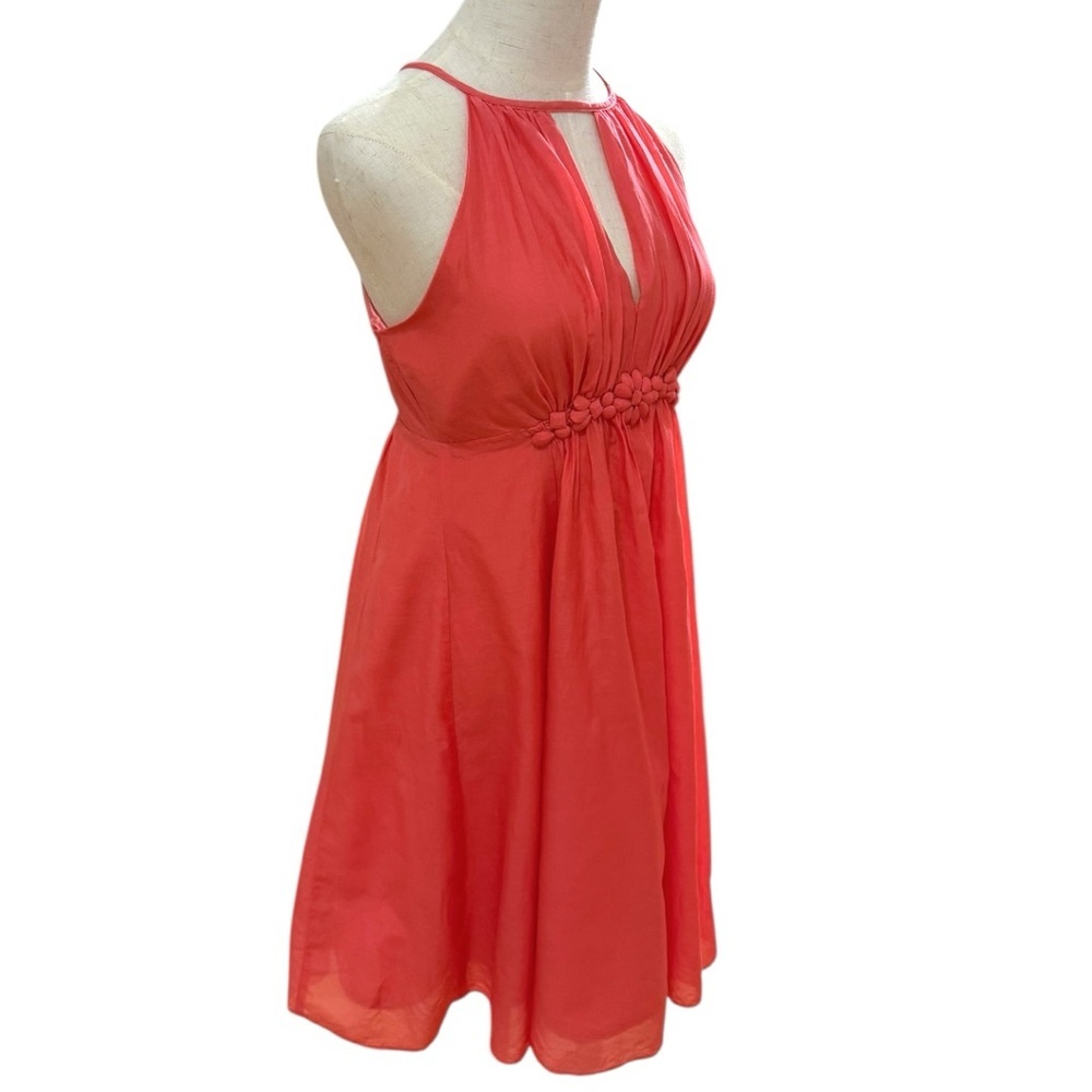 Esley Coral Halter Dress Cotton Silk NWT Size L - Picture 2 of 7